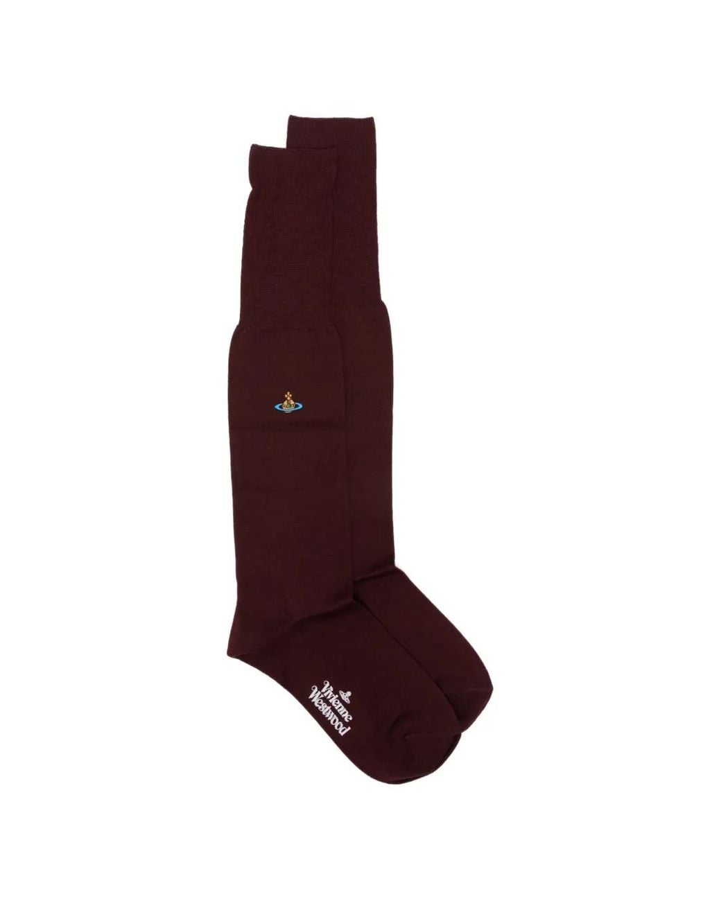Vivienne Westwood Purple Orb-Embroidered Logo-Print High Socks