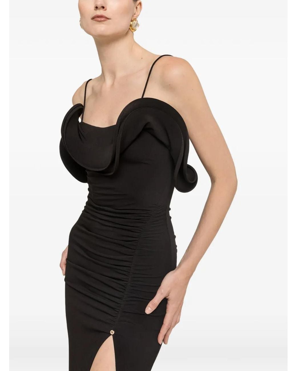 Nissa Black Backless Fitted Maxi Dress