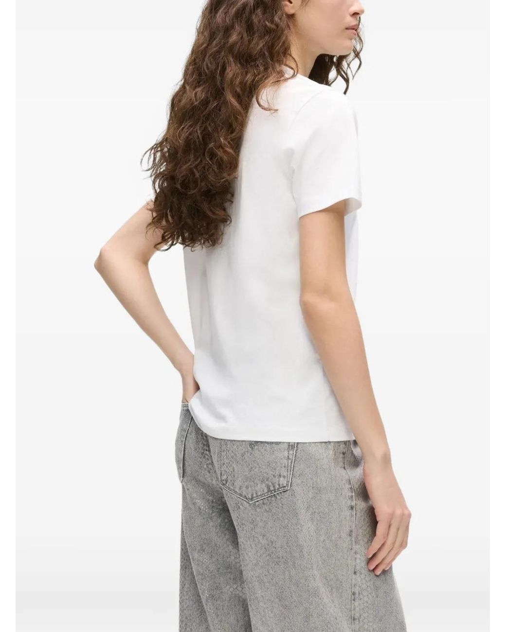 Karl Lagerfeld White Button Detail Autograph T-Shirt
