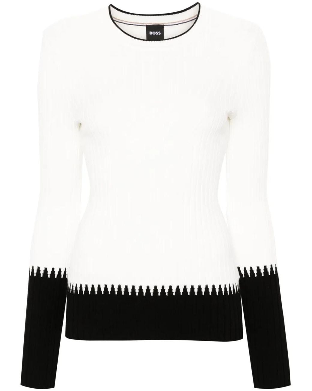 Boss Ribgebreide Top in het White
