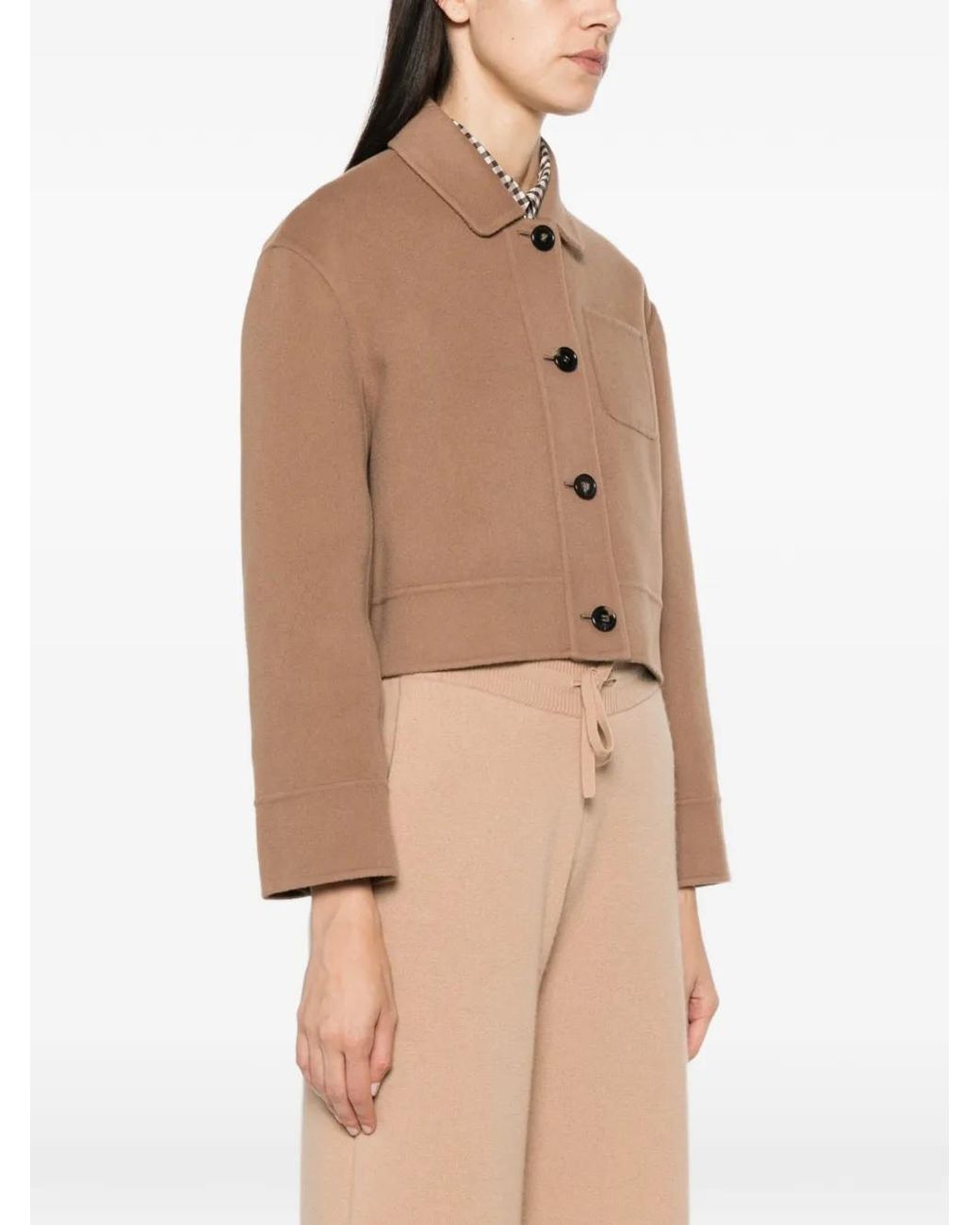 Max Mara Brown Giglio Button-Down Cropped Jacket
