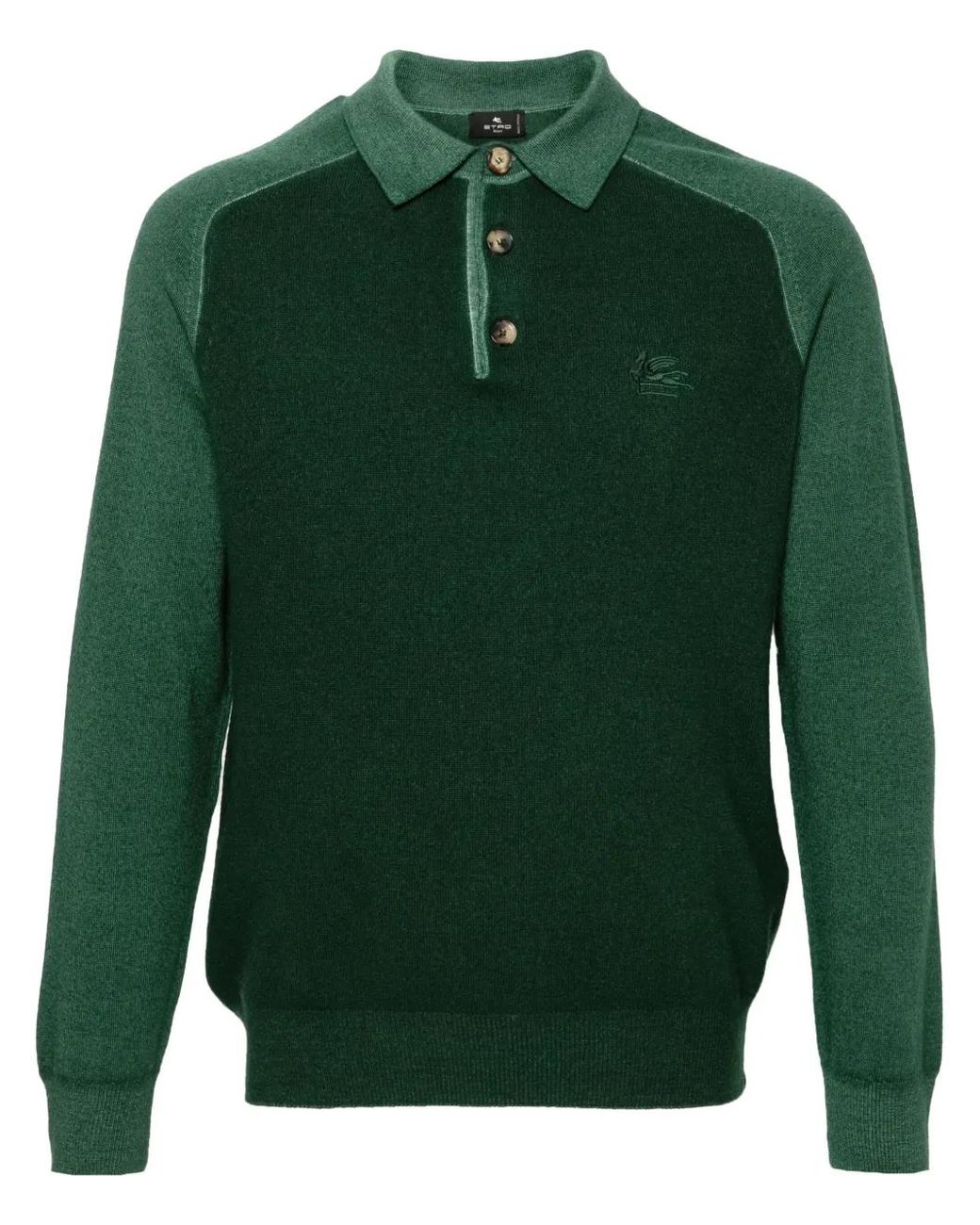 Etro Green Pegaso-Embroidered Wool Sweater for men