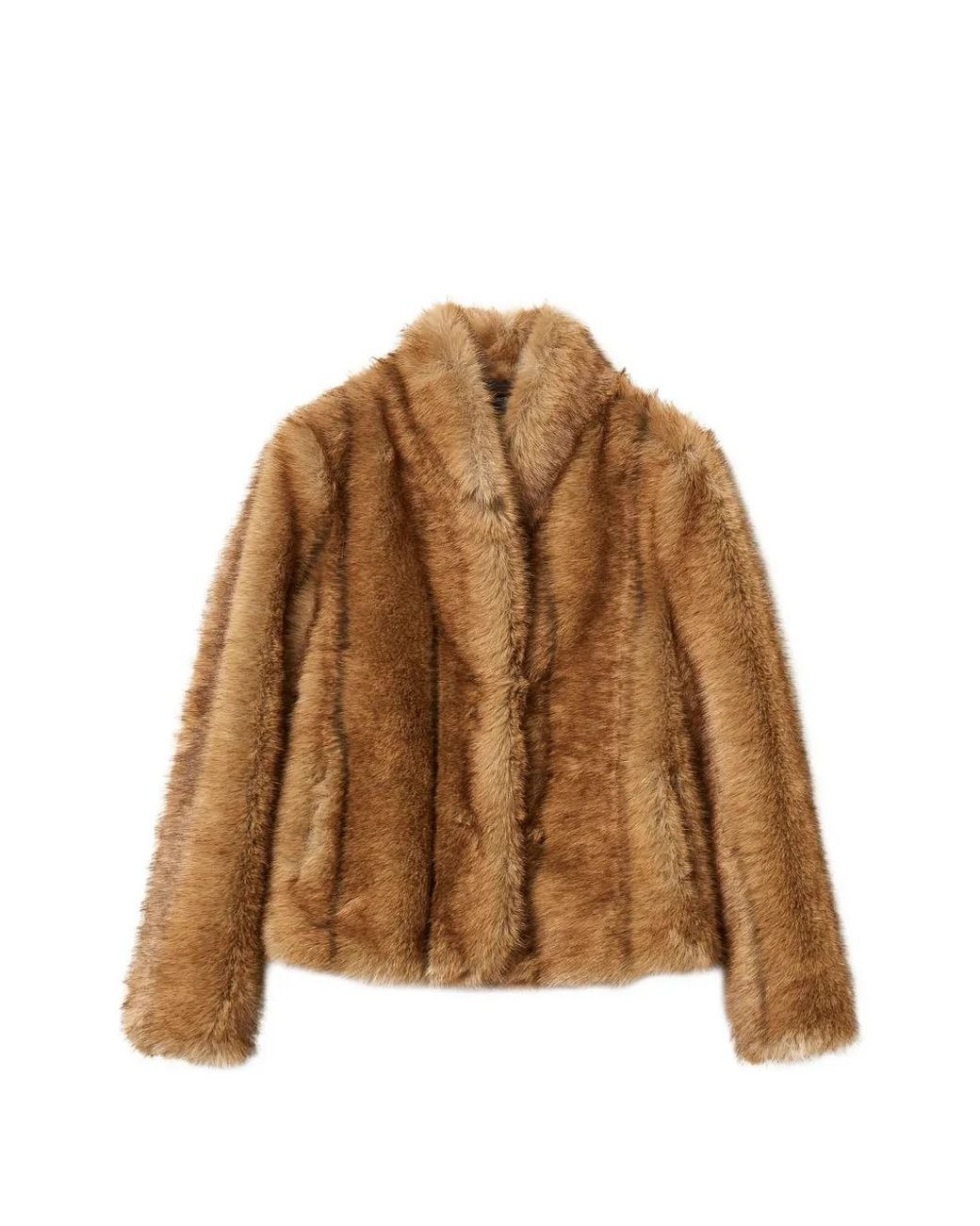 Twinset Brown Veste Myfo En Fourrure Artificielle