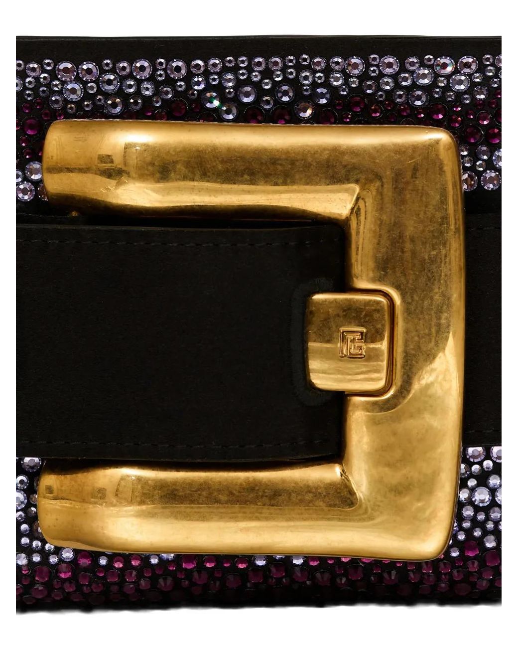Balmain White Anthem Crystal Satin Clutch Bag