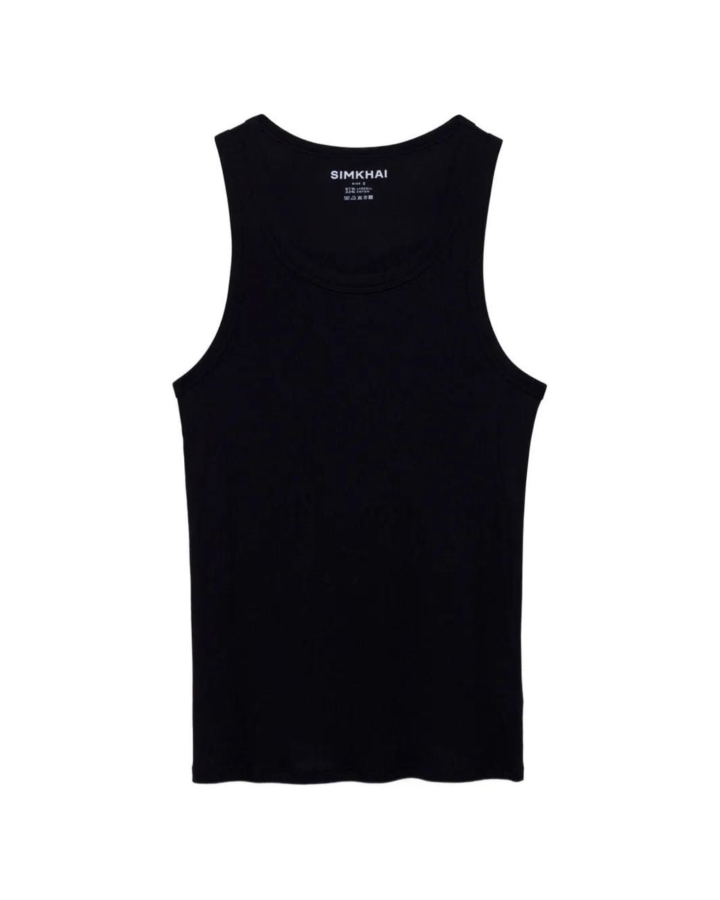 Jonathan Simkhai Black Ribbed Scoop-Neck Tank Top