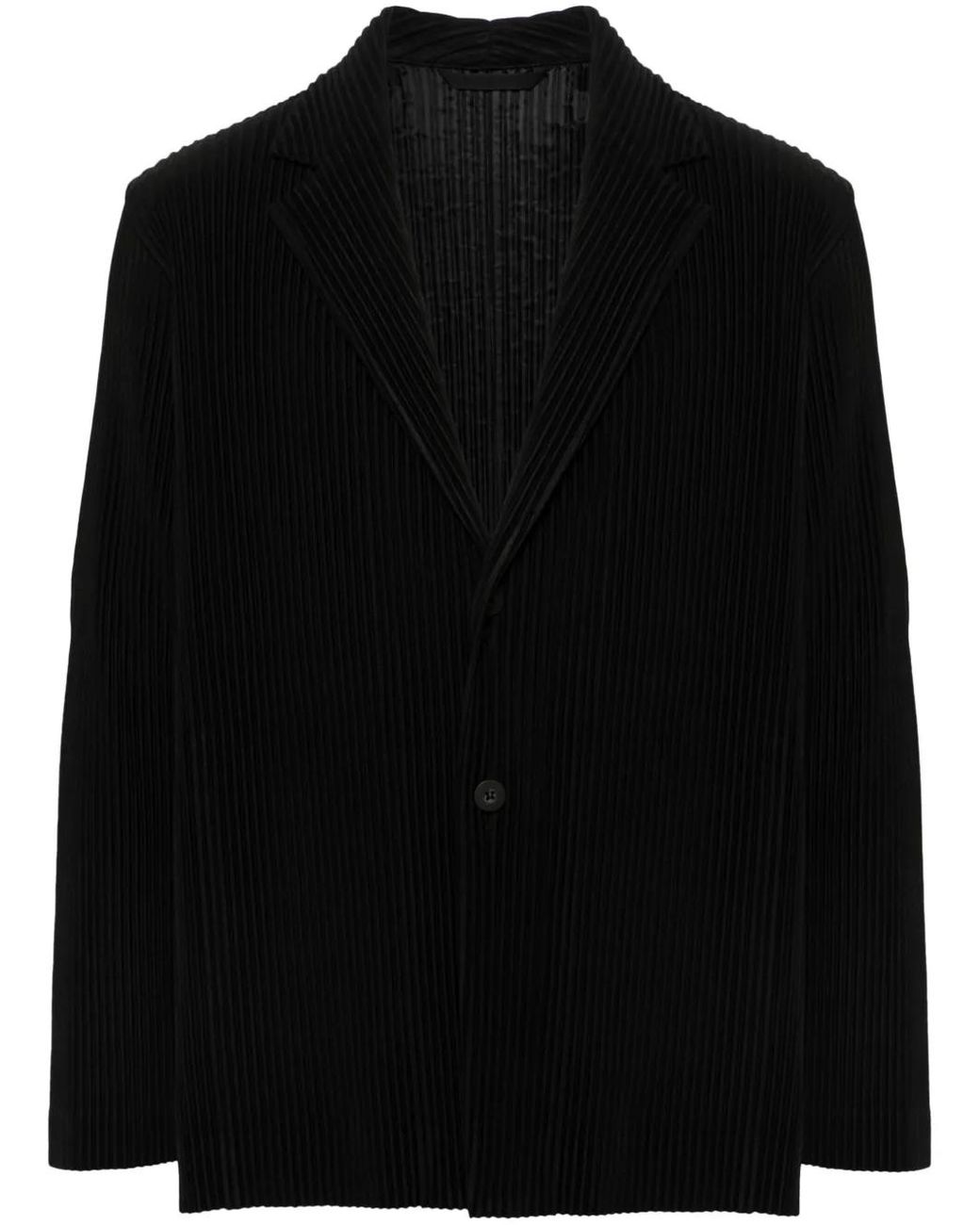 Homme Plissé Issey Miyake Black Plissé Blazer for men