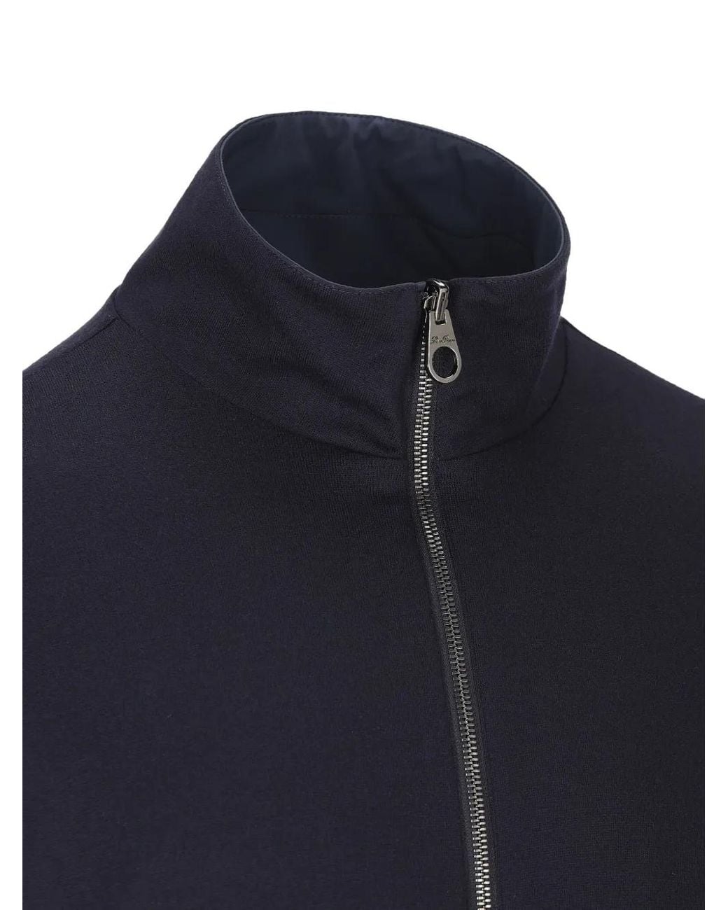 Loro Piana Blue Stand-Up Collar Zip-Front Jacket for men