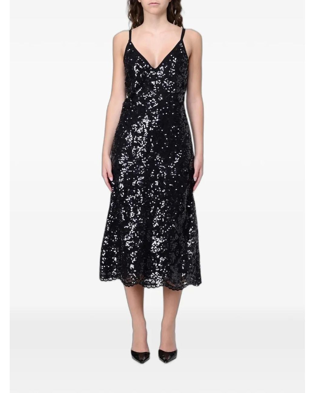 Twinset Black Robe À Ornements En Sequins
