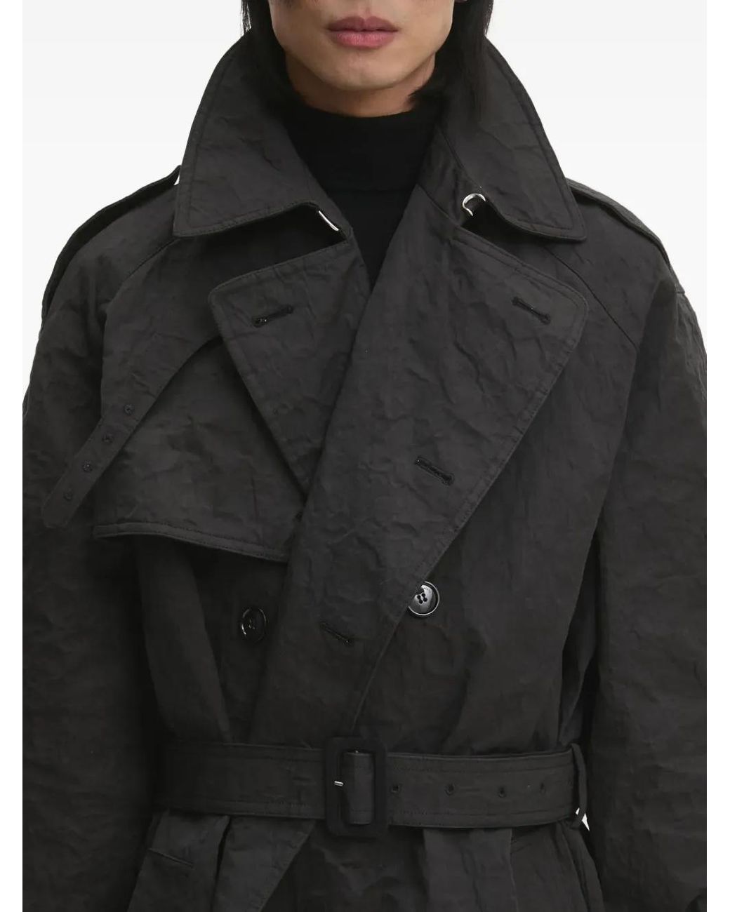 Vetements Black Double-Breasted Belted Trench Coat for men
