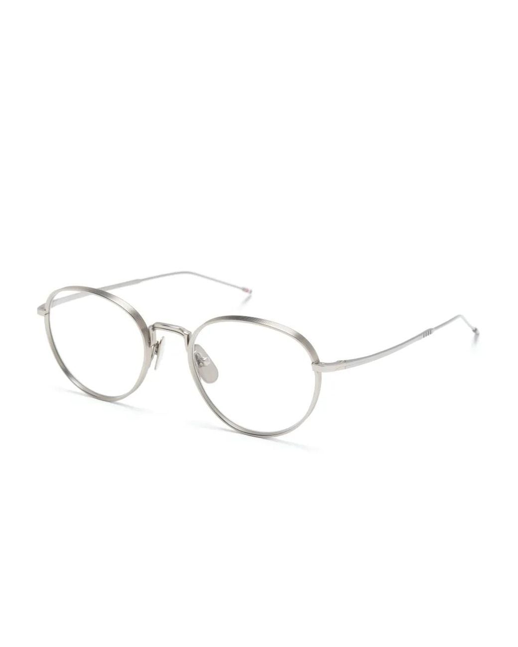Thom Browne White Round-Frame Glasses