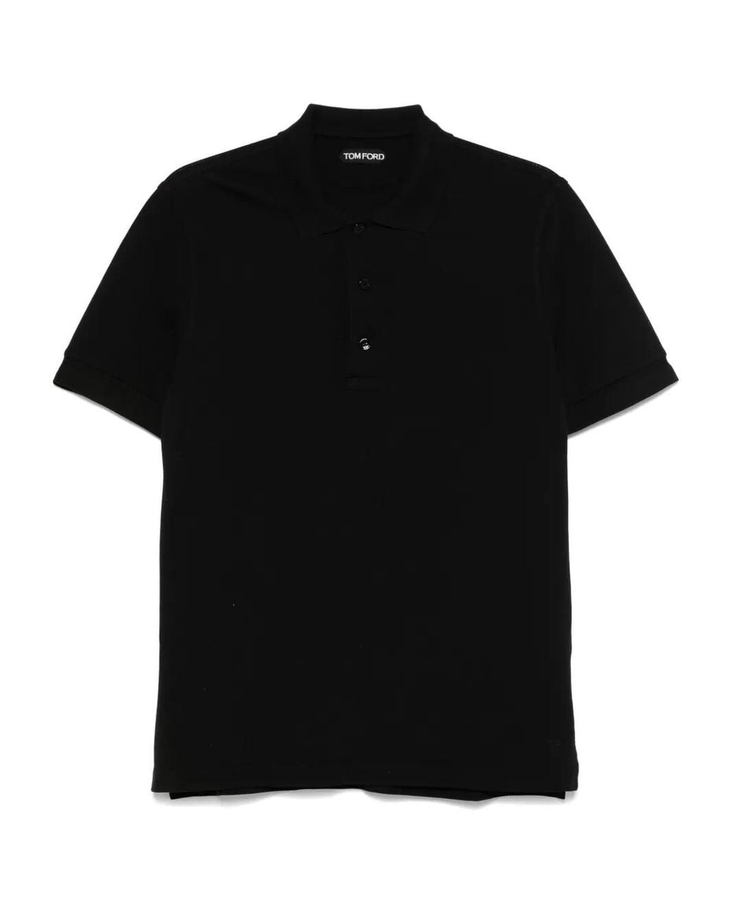 Tom Ford Black Classic Pique Polo With Textured Finish for men