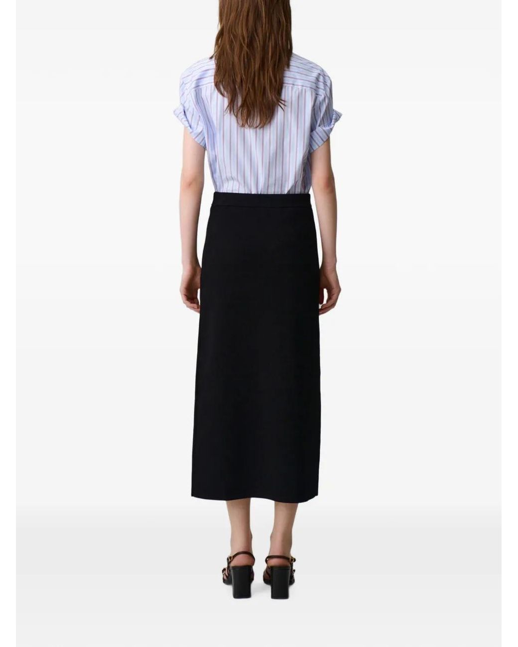 Claudie Pierlot Black Fitted Knitted Midi Skirt