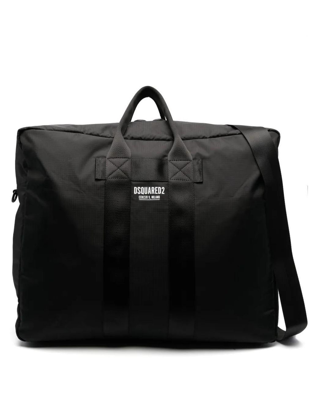 DSquared² Black Logo-Print Weekend Bag for men