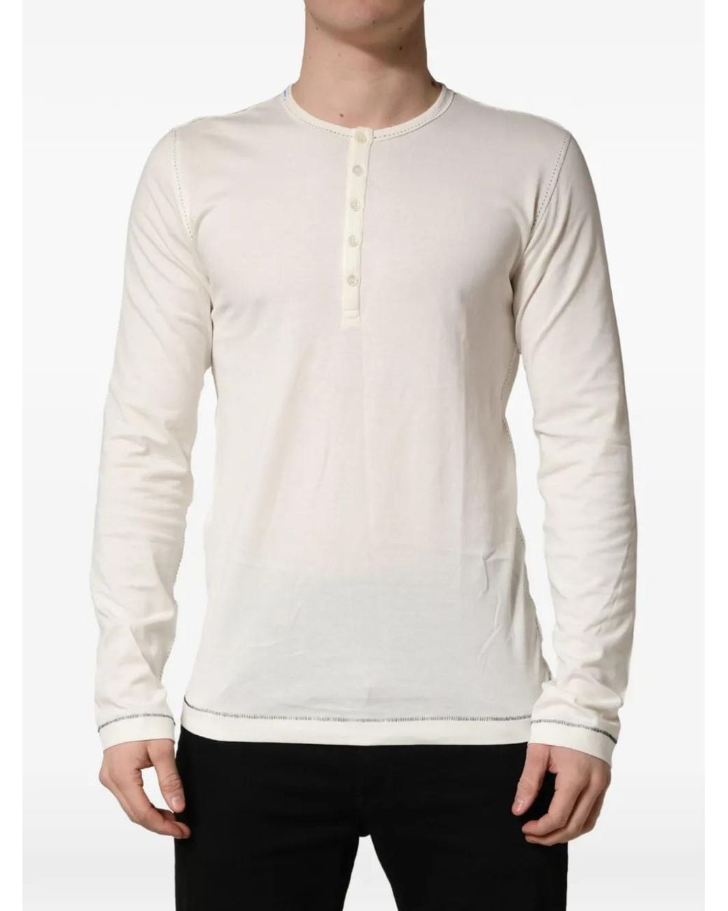 Dolce & Gabbana Henley Langarmpullover in White für Herren