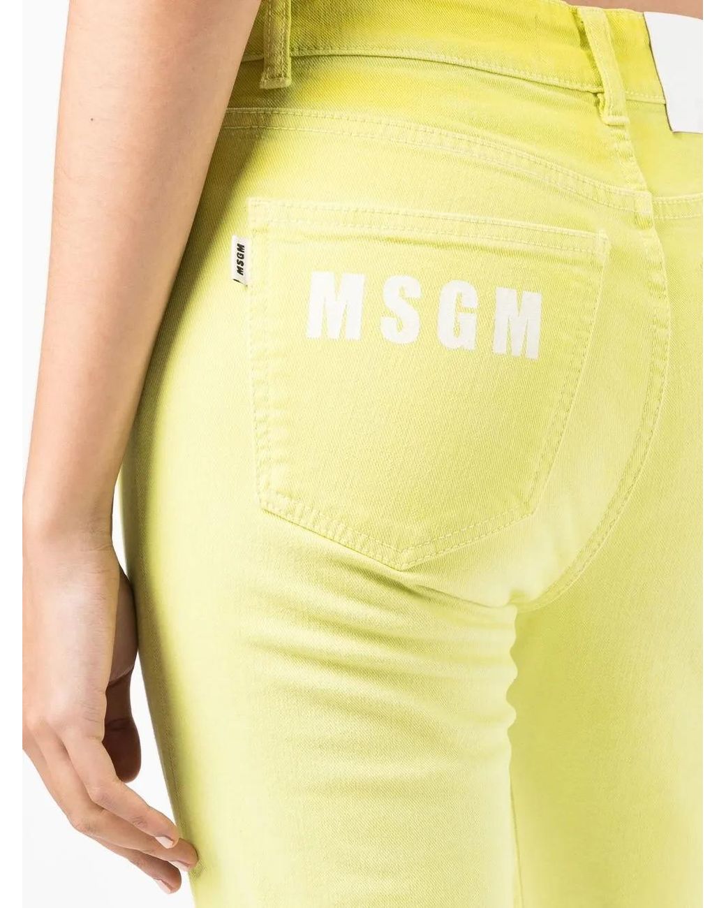 MSGM Yellow Mid-Rise Cropped Trousers