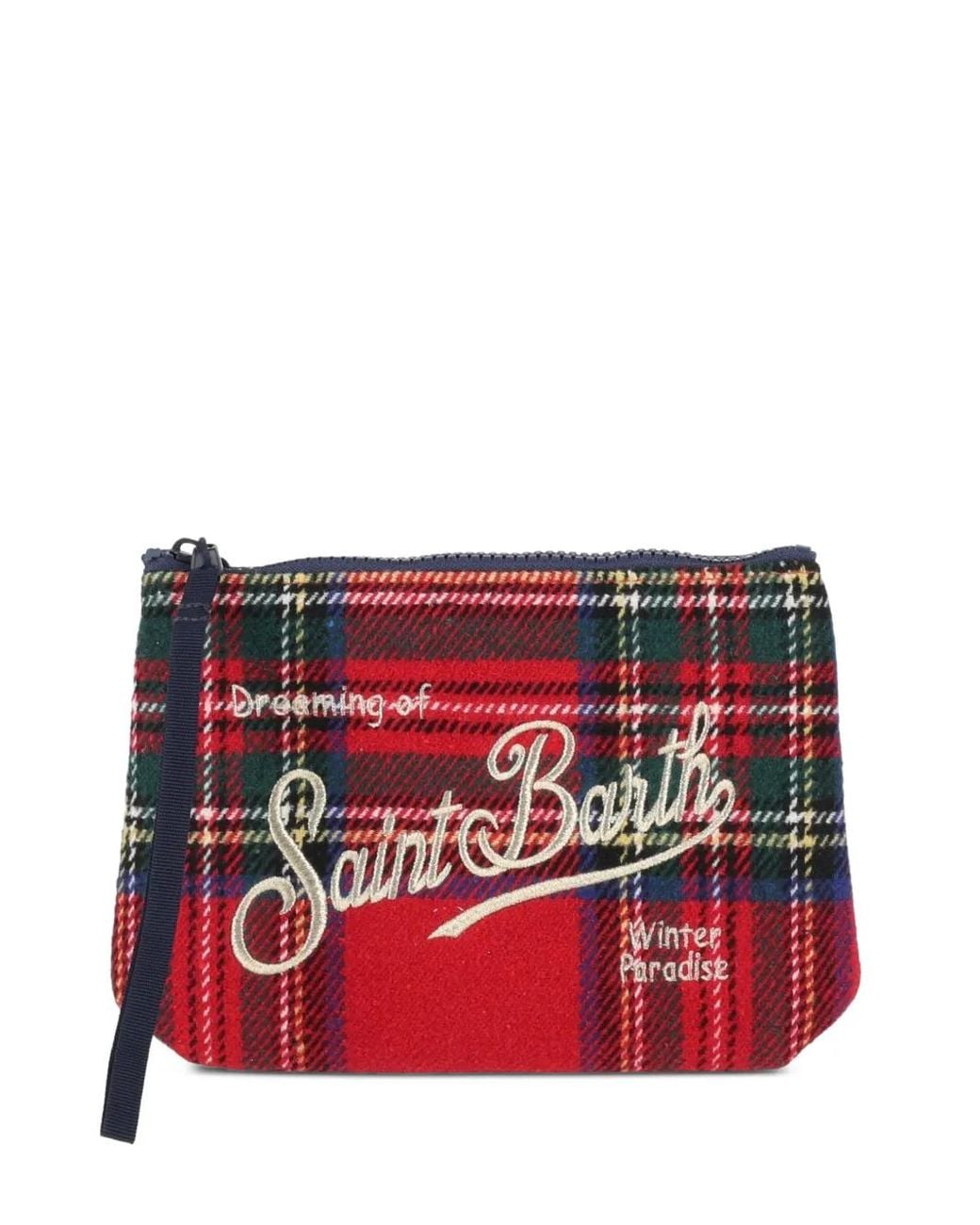 Mc2 Saint Barth Red Aline Tartan-Check Clutch Bag