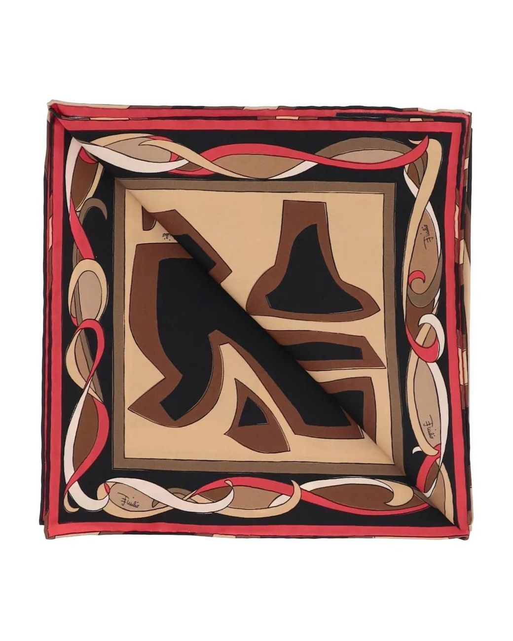 Emilio Pucci Brown Printed Silk Scarf