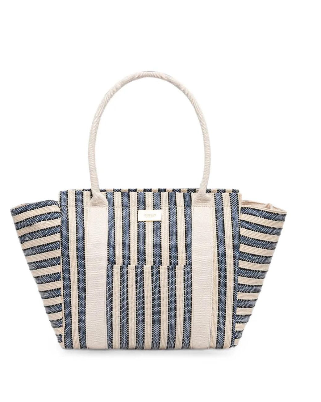 Morgan White Striped Tote Bag