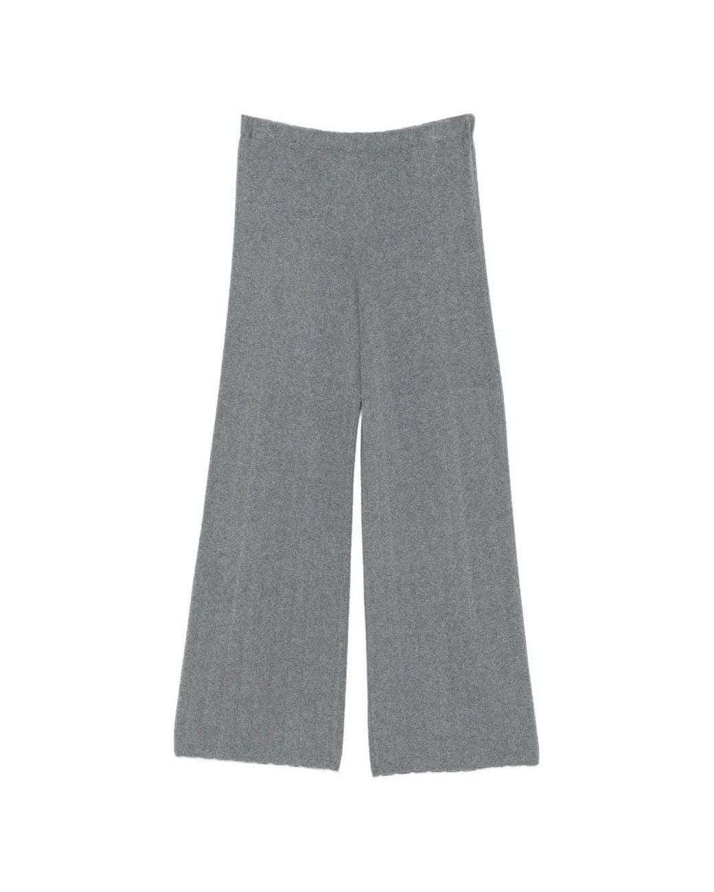 Lisa Yang Gray Shannen Ribbed-Knit Straight Trousers