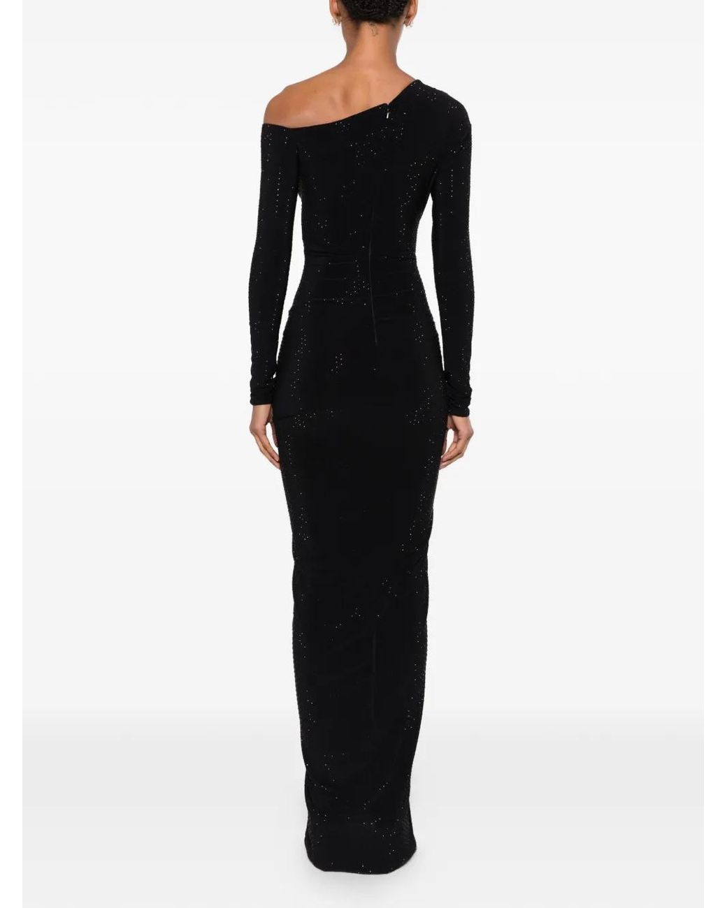 Miron Black Embellished Floral-Accent Maxi Dress
