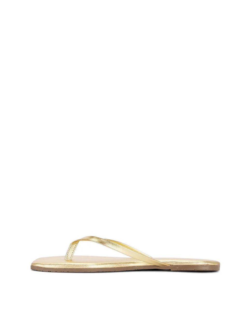TKEES Metallic Square-Toe Thong-Strap Flat Sandals