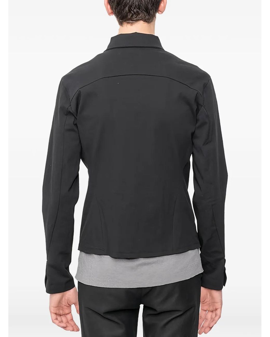 Ma+ Black Trucker Cross-Stitch Button-Up Jacket for men
