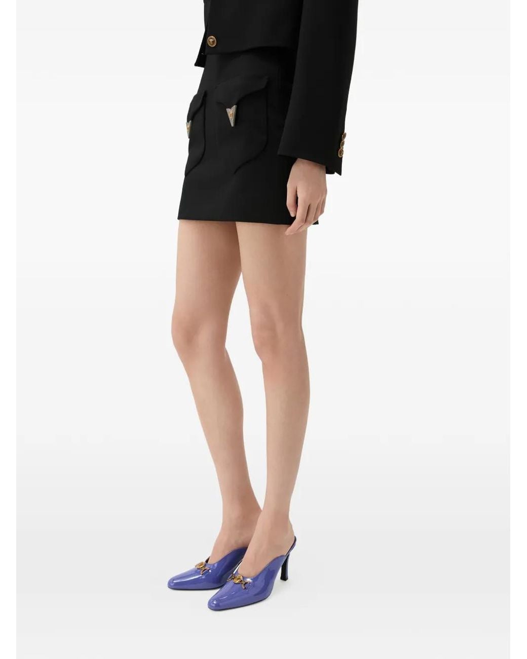 Versace Black Wool Mini Skirt