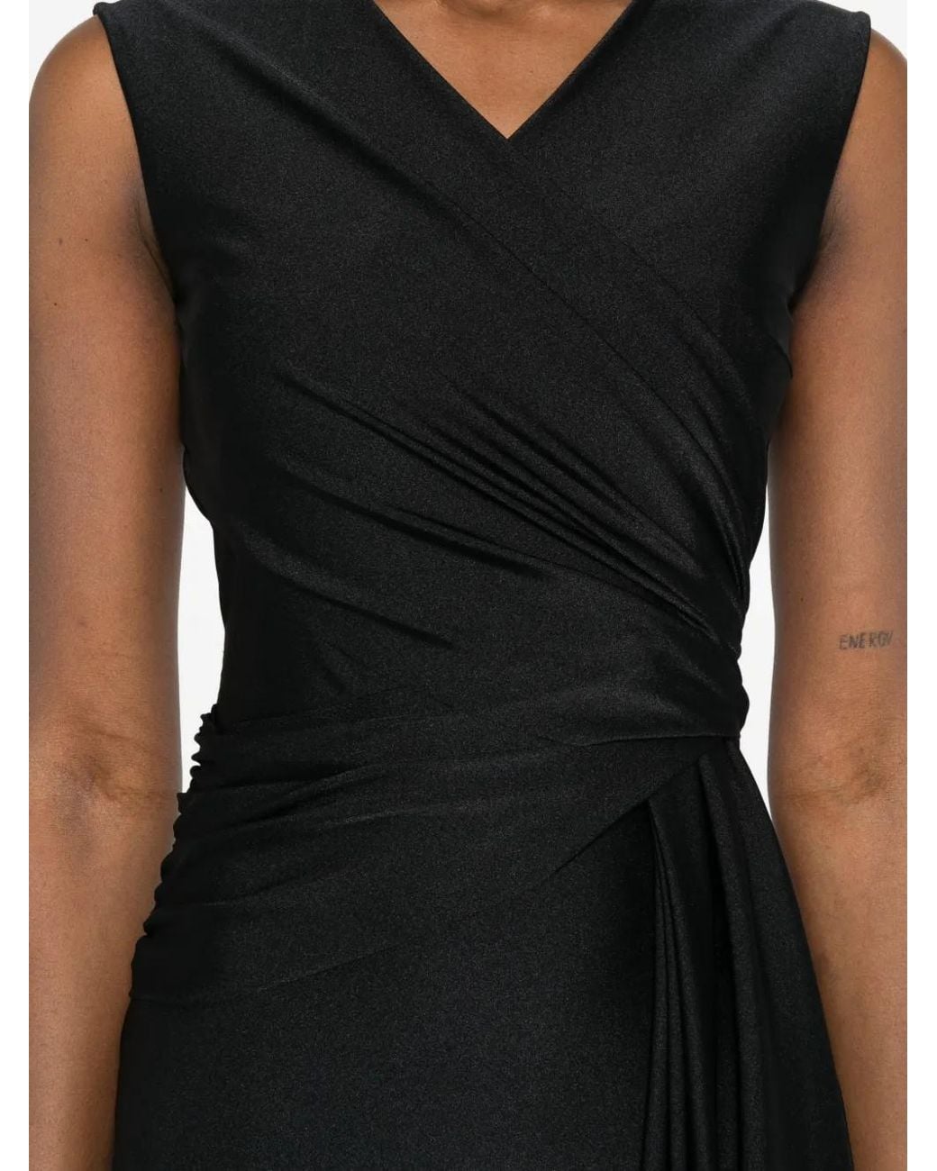 La Petite Robe Di Chiara Boni Vネックノースリーブ ミディドレス Black