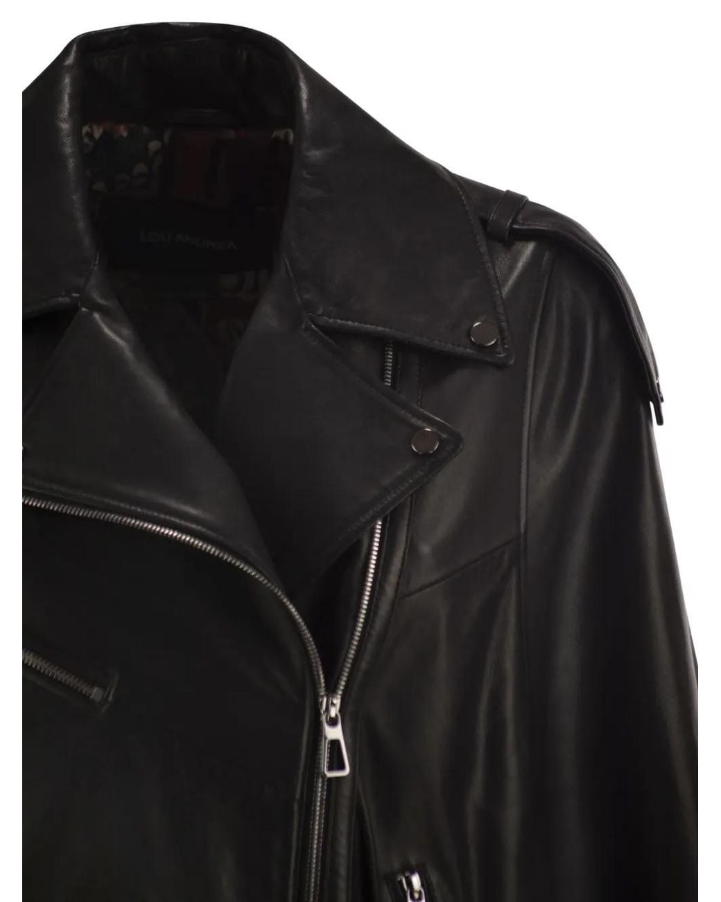 Lou Andrea Black Fringe-Trimmed Leather Jacket