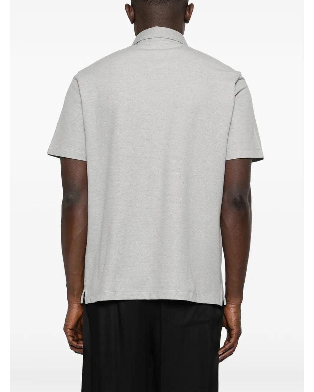 Brioni Gray Buttoned Polo Shirt for men