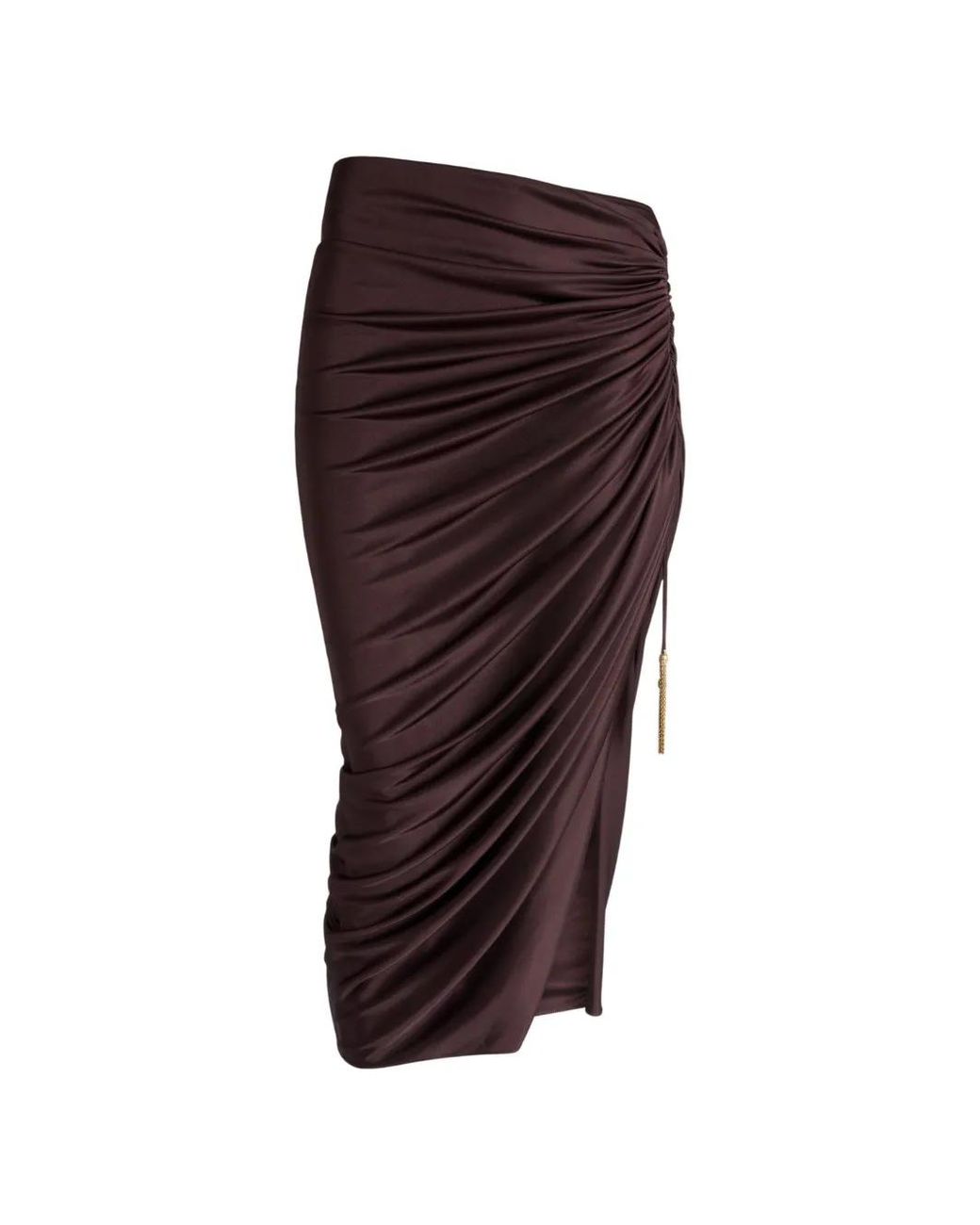 Balmain Red Flowing Jersey Midi Skirt With Slit