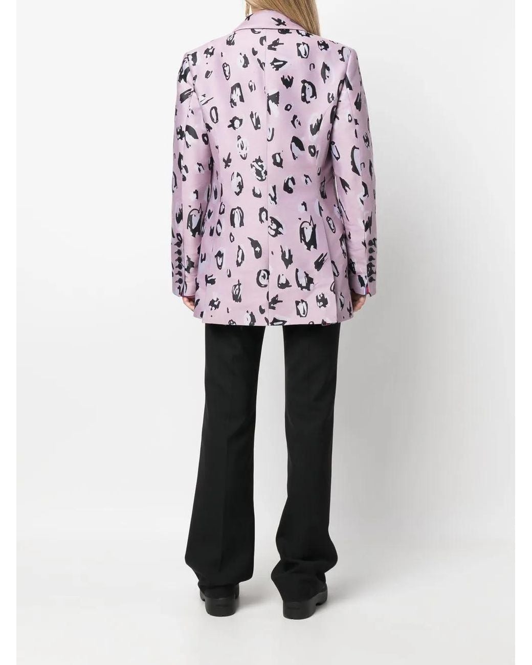 Charles Jeffrey Pink Animal-Pattern Single-Breasted Blazer