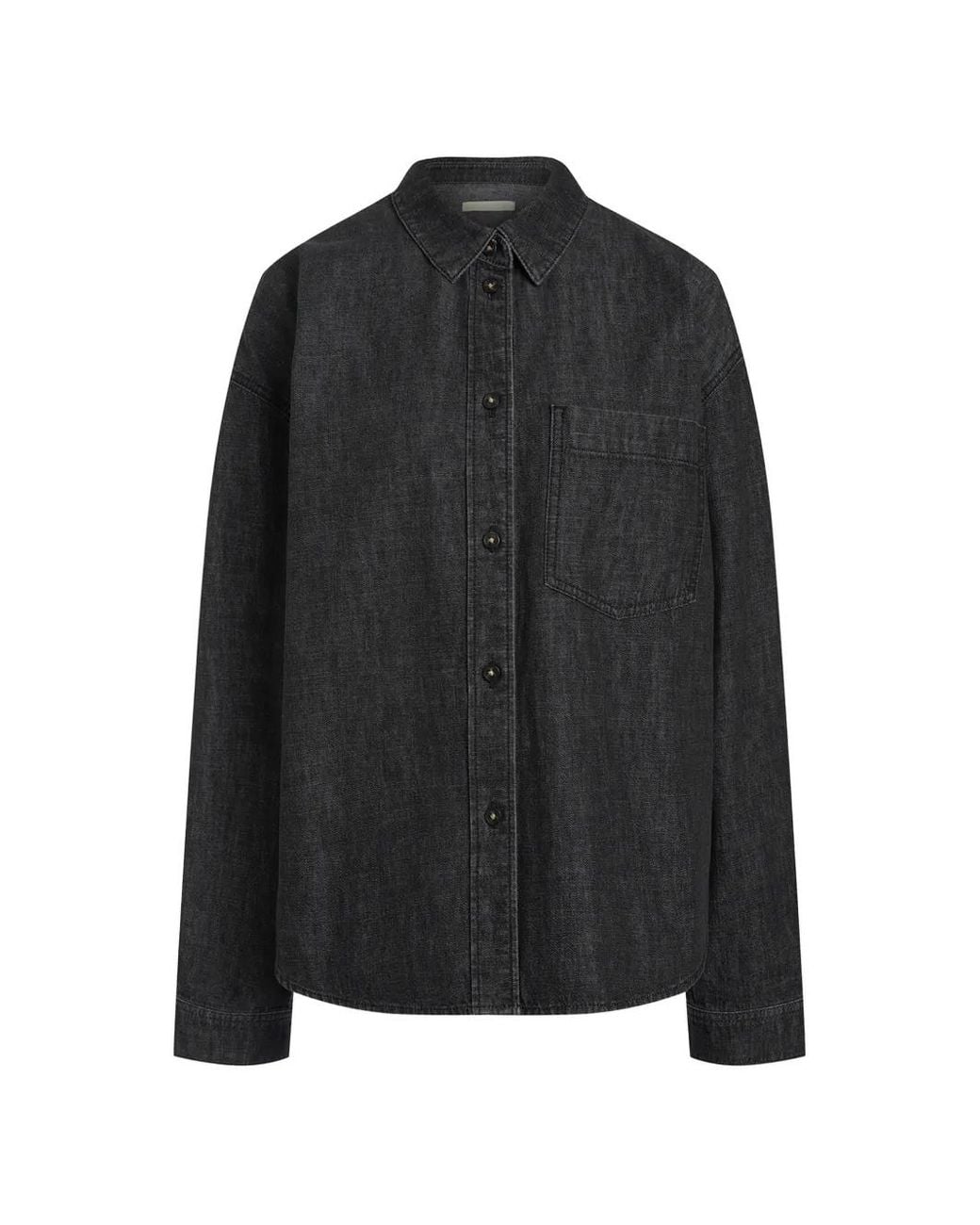 12 STOREEZ Black Chest-Pocket Denim Shirt