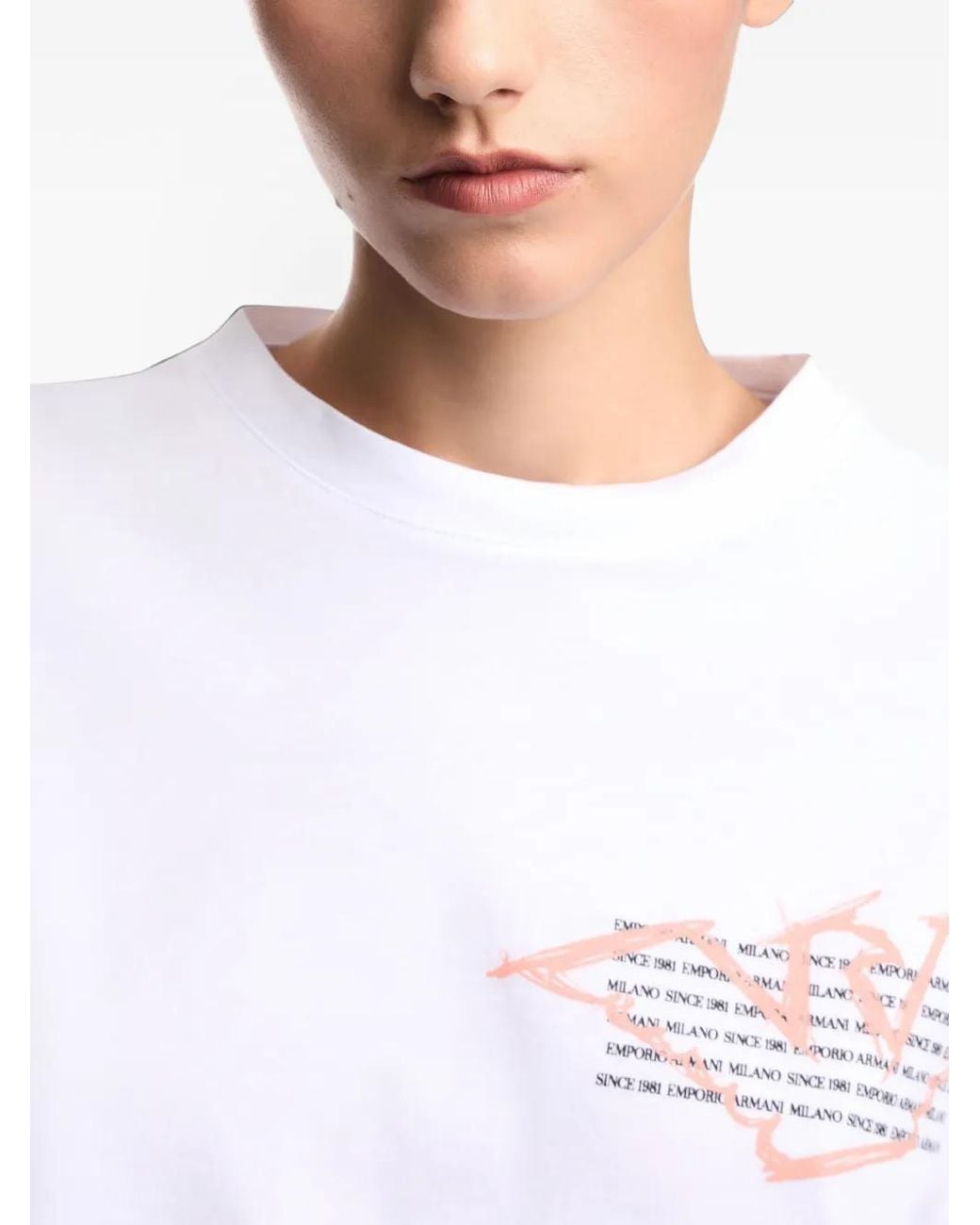 Emporio Armani White Jersey Cropped T-Shirt