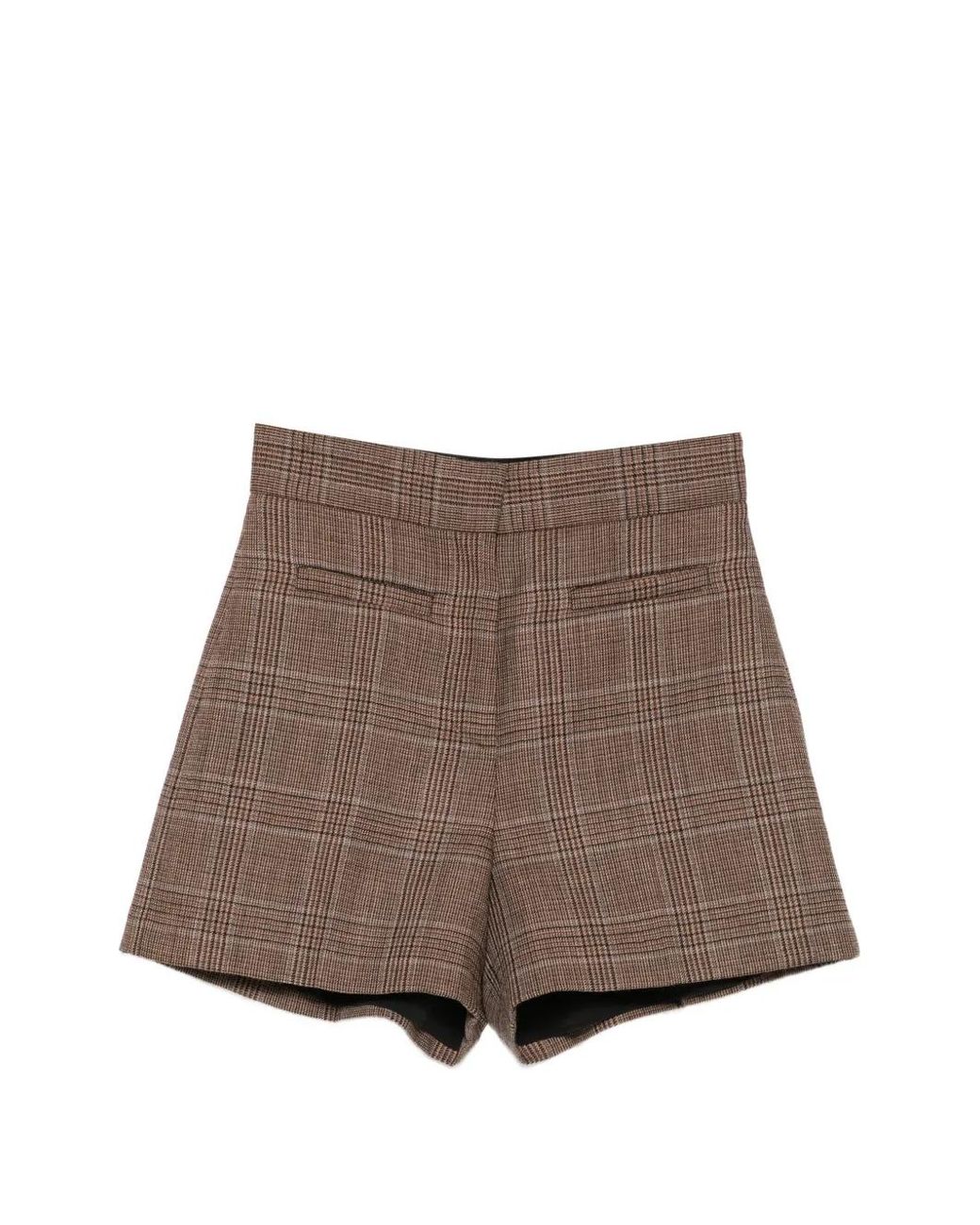 Sandro Brown Check Wool Shorts