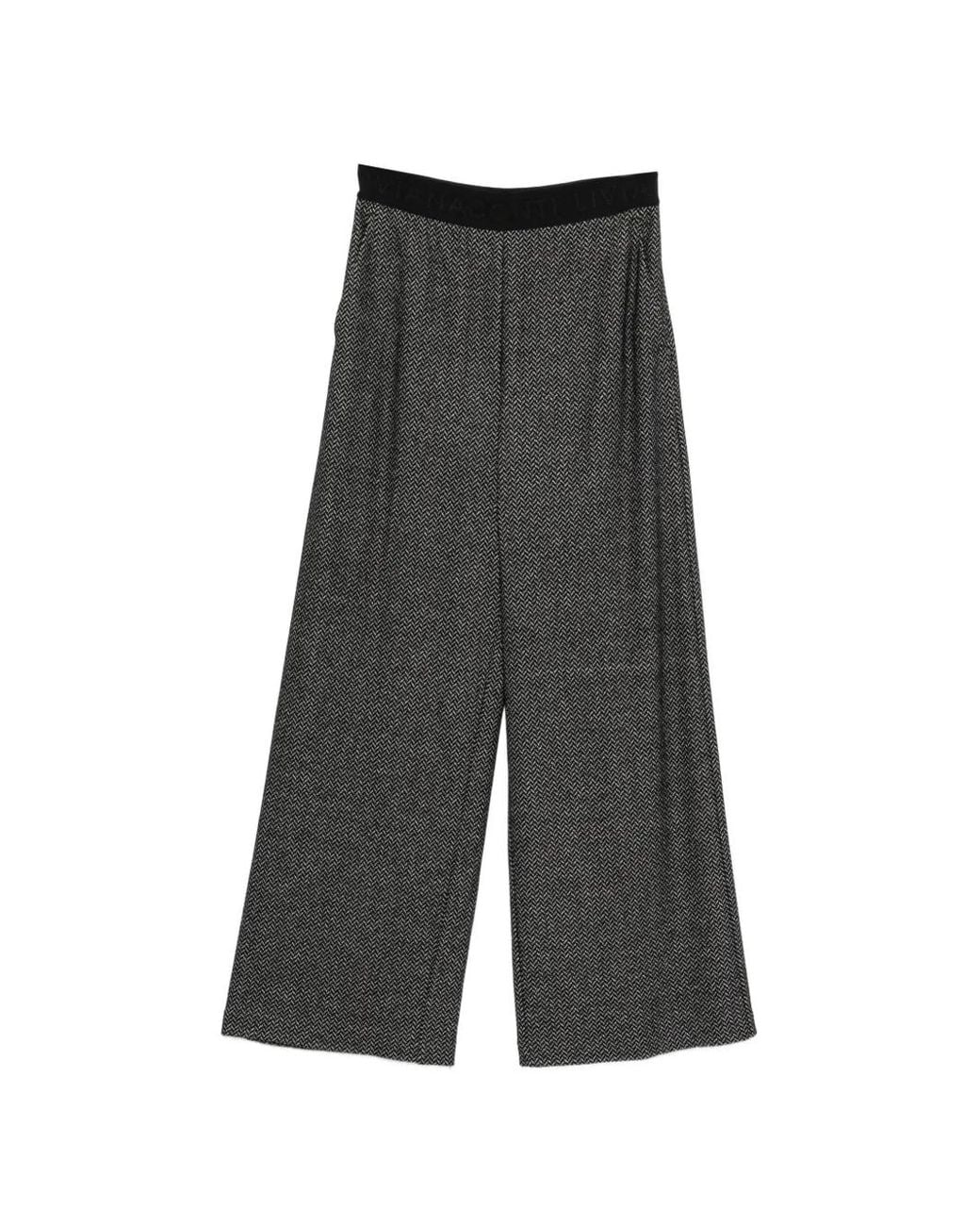 Liviana Conti Gray Herringbone-Pattern Pocket Trousers