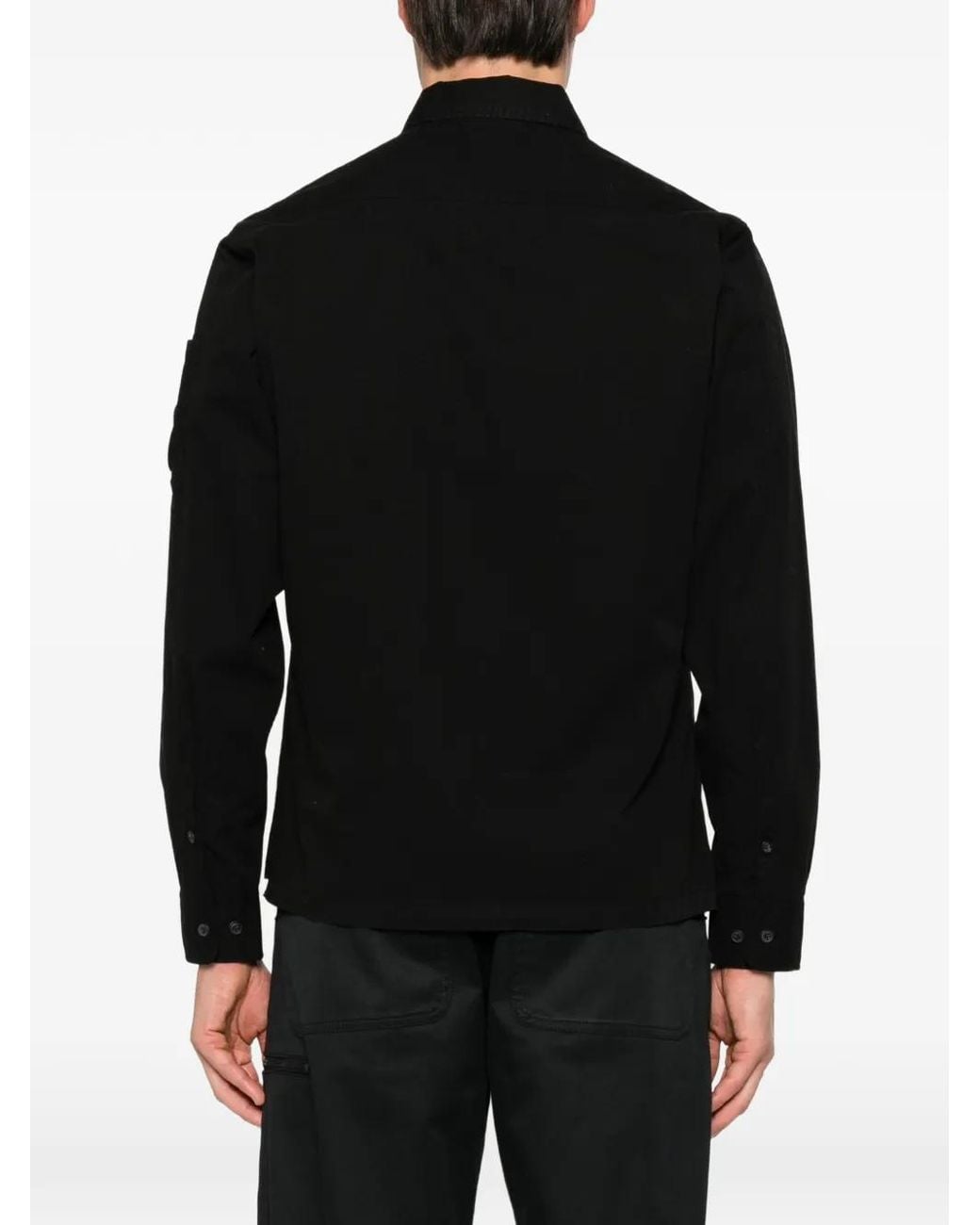 C P Company Black Lens-Detail Gabardine Shirt for men