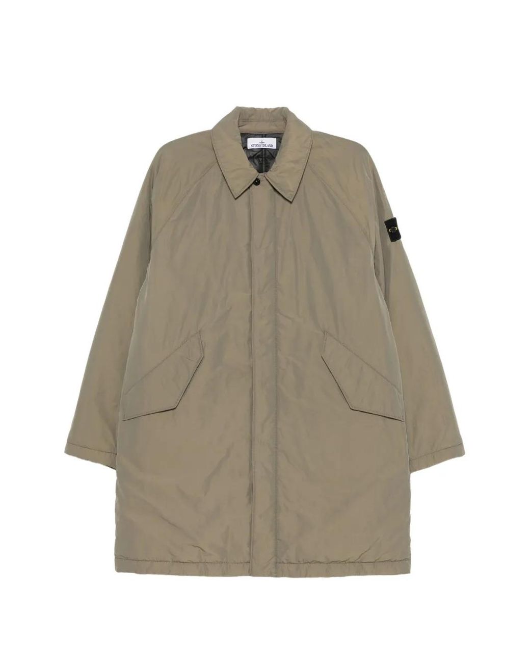 Stone Island Natural Logo-Patch Raglan-Sleeve Coat for men