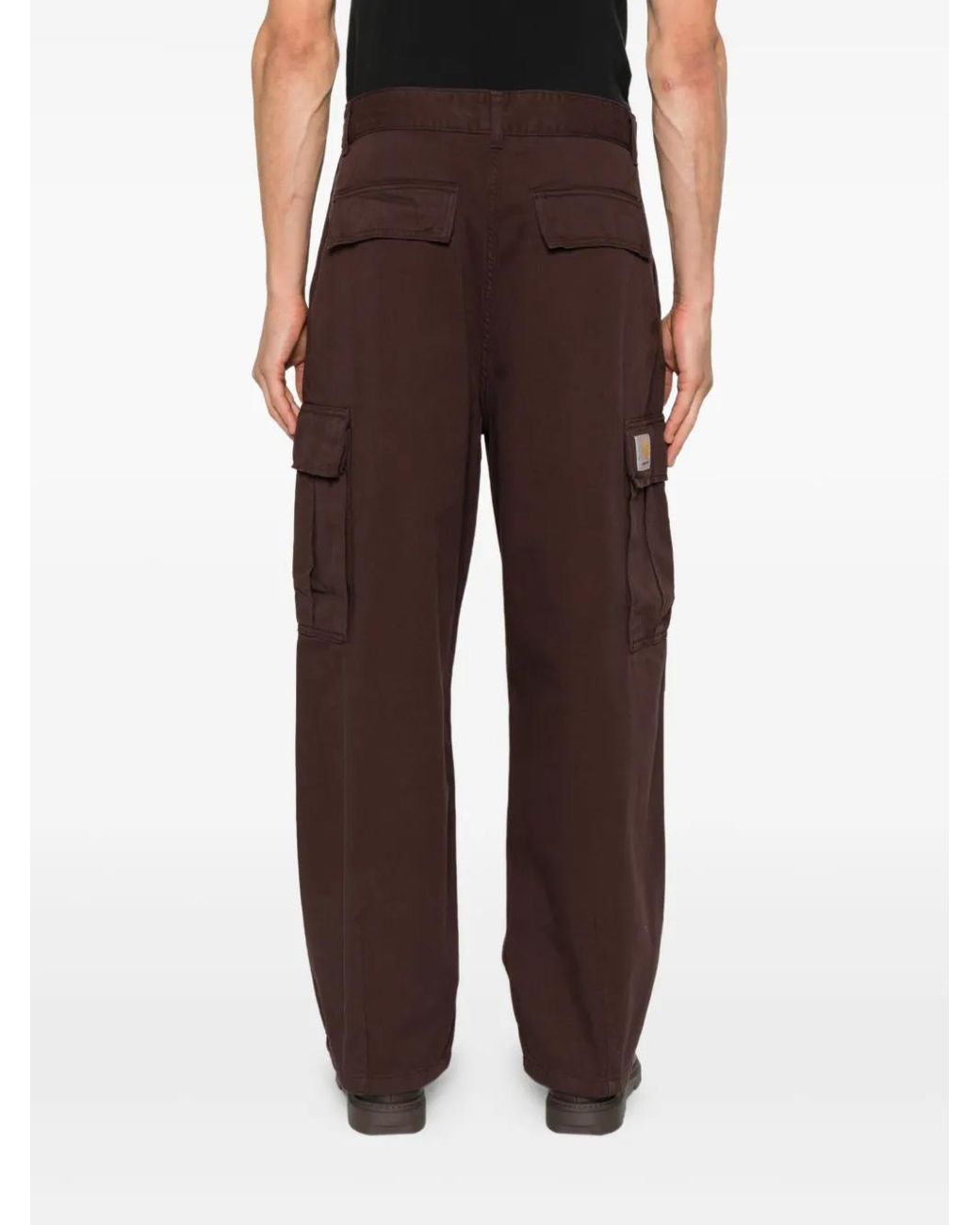 Carhartt Brown Logo-Patch Trousers for men