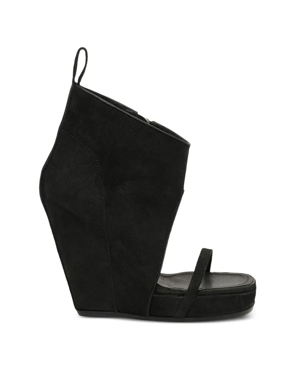 Rick Owens Black Wedge-Heel Cut-Out Sandals