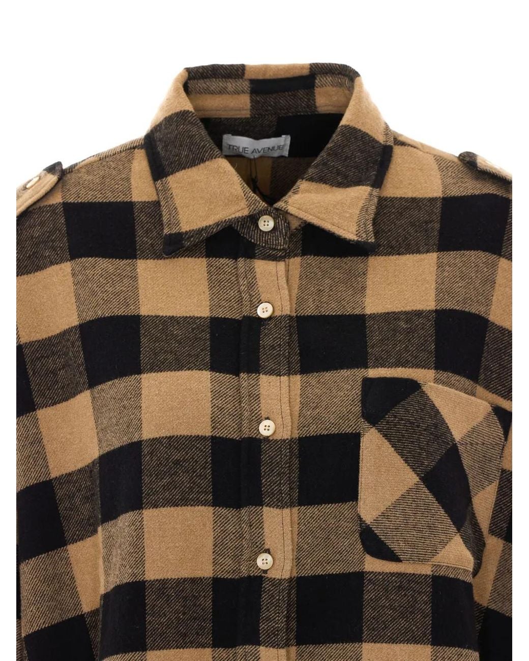 TRUE AVENUE Natural Check-Print Baggy Shirt