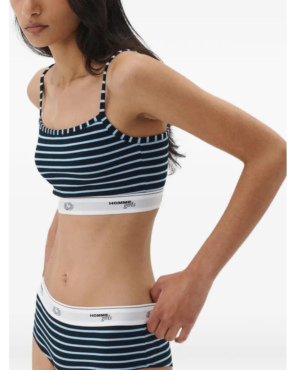 HOMMEGIRLS Blue Logo-Underband Bralette (Set Of Three)