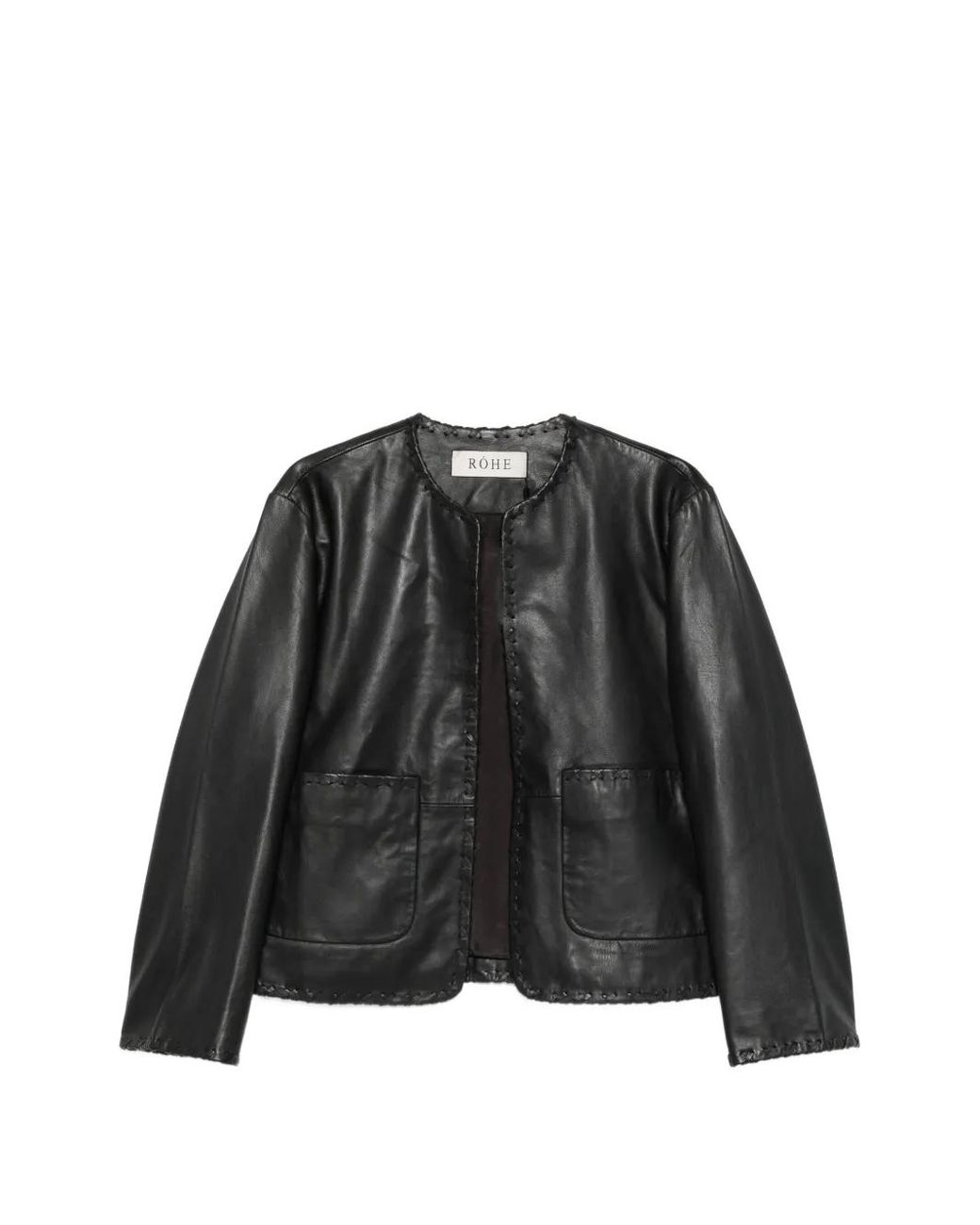 Rohe Black Whipstitch-Trim Collarless Jacket