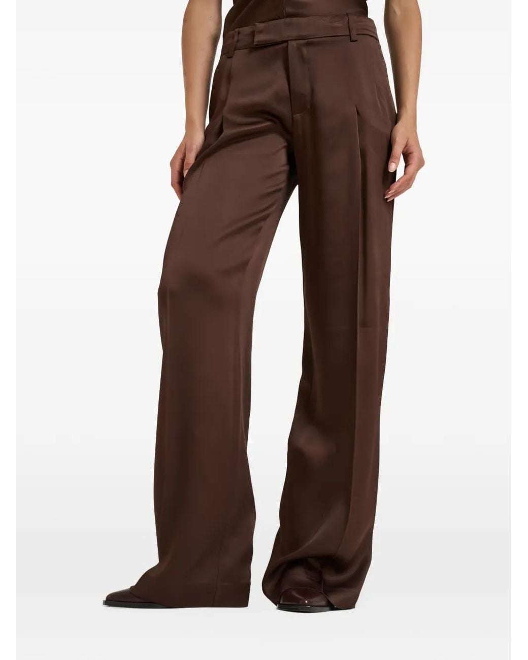 FEDERICA TOSI Brown Pleated Wide-Leg Trousers