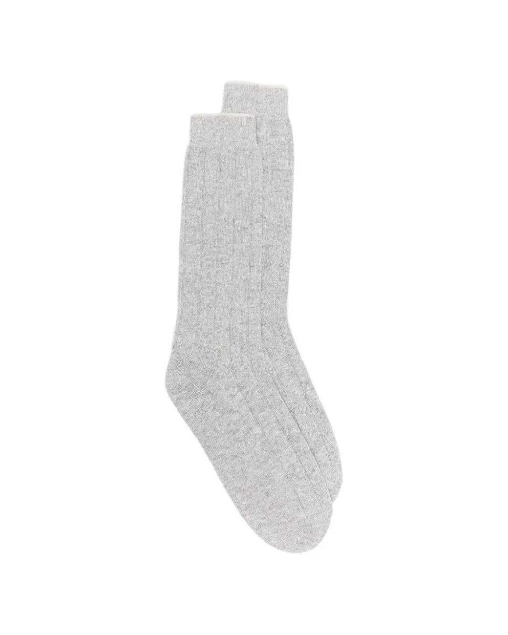 Eleventy White Ribbed-Knit Socks for men