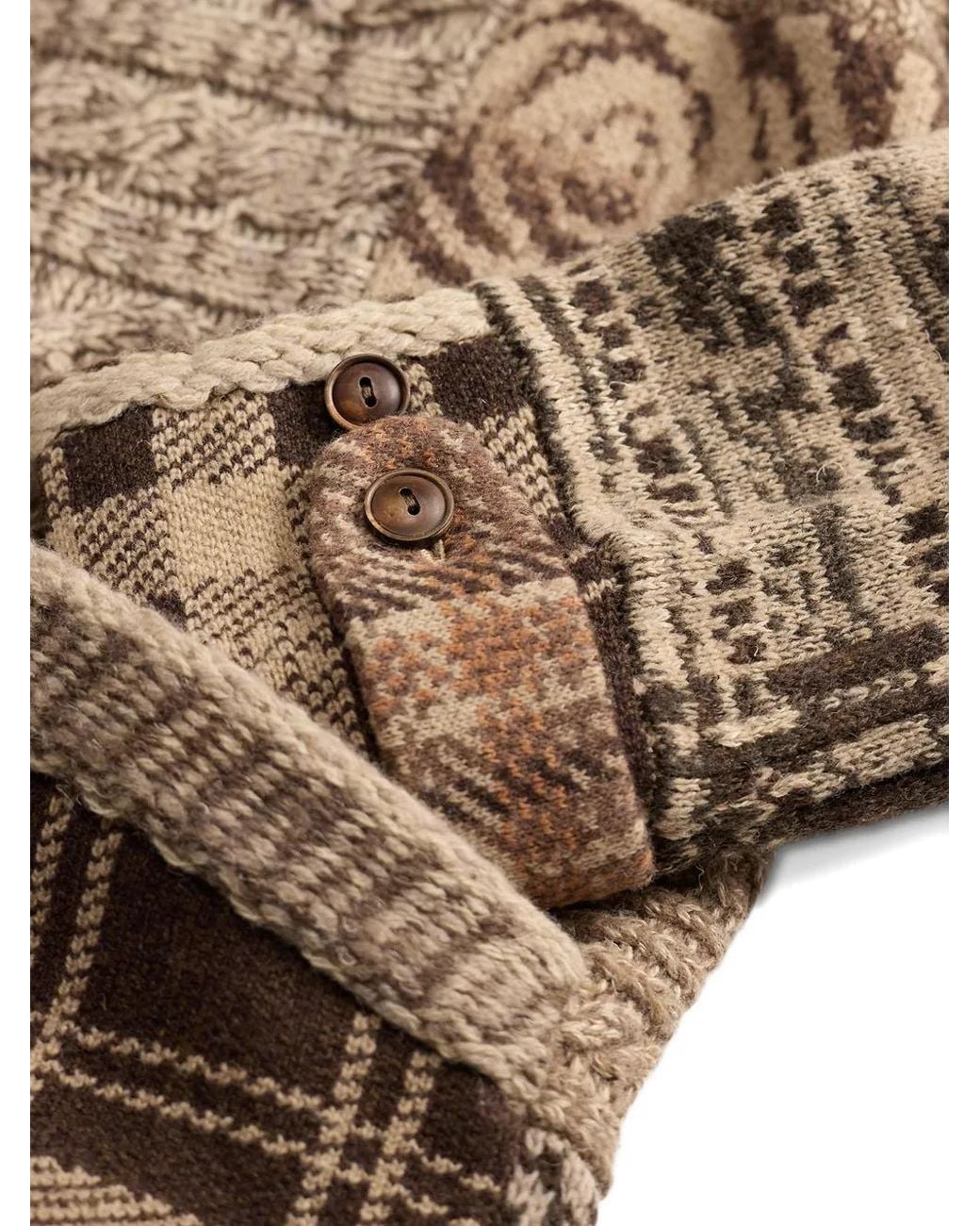 RRL Brown Patchwork Toggle-Fastening Cardigan for men