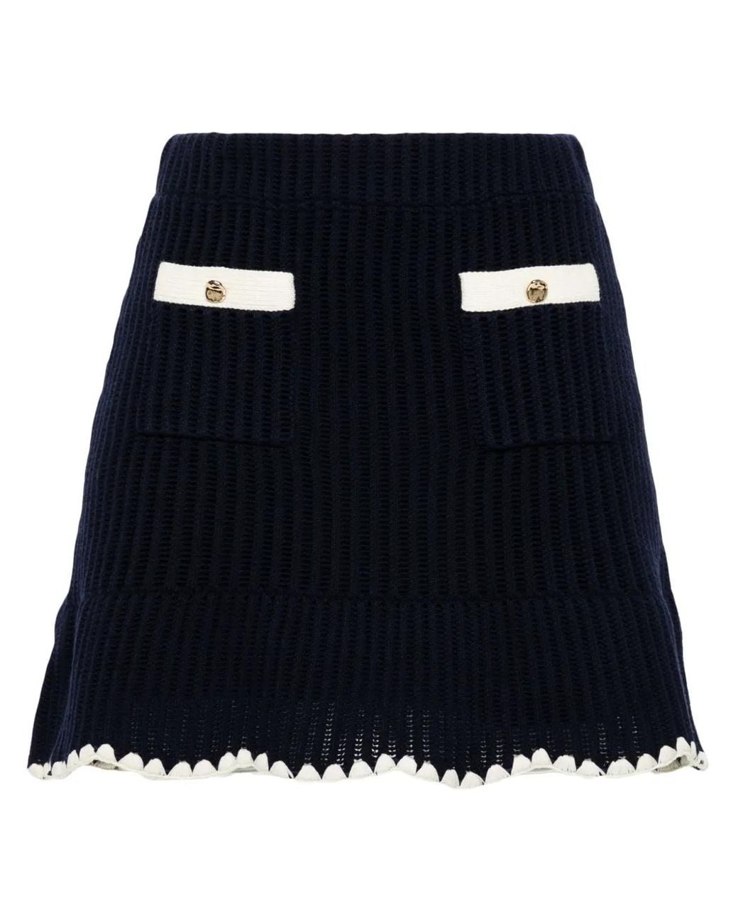 Self-Portrait Black Crochet-Knit Mini Skirt