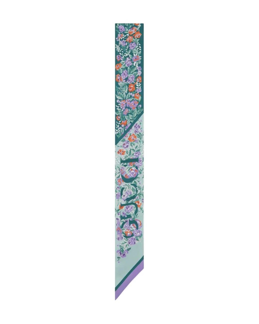 Gucci Blue Printed Silk Twill Ribbon