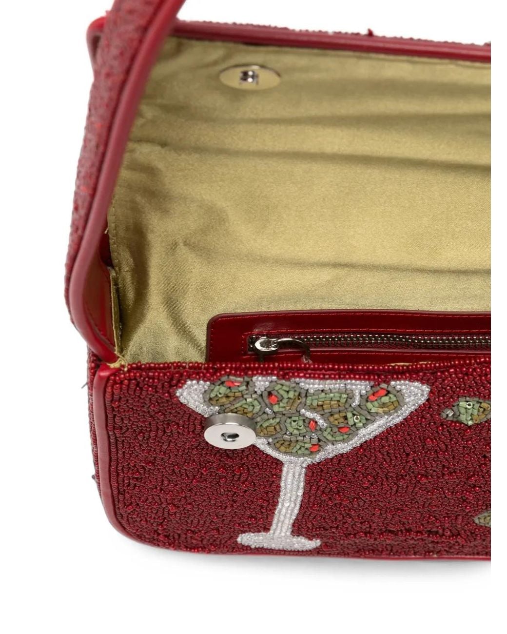 Staud Red Tommy Bead-Embellished Shoulder Bag
