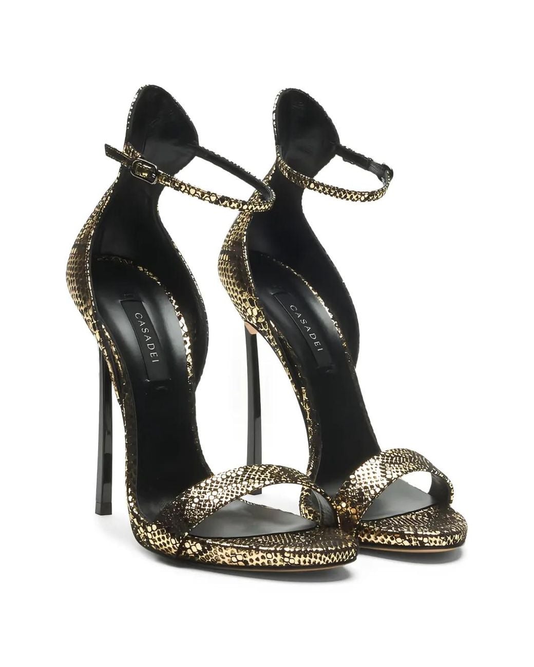 Casadei Black Cappa Blade Python-Effect Sandals